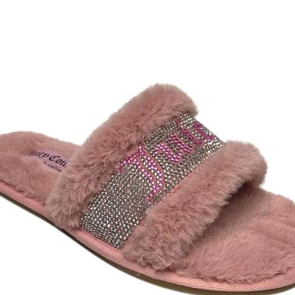 Juicy Couture Halo 2 Rhinestone Logo Slippers- Mauve - Picture 3 of 10